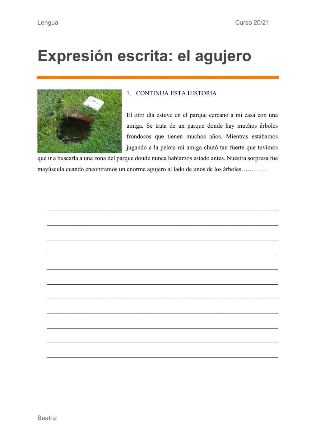 Expresión escrita: el agujero