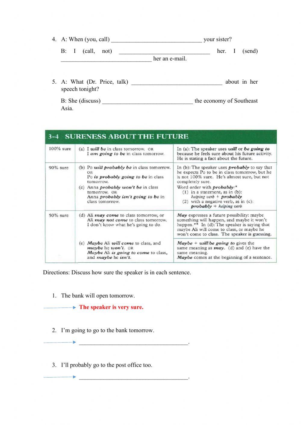 Expressing future time - be going to and will