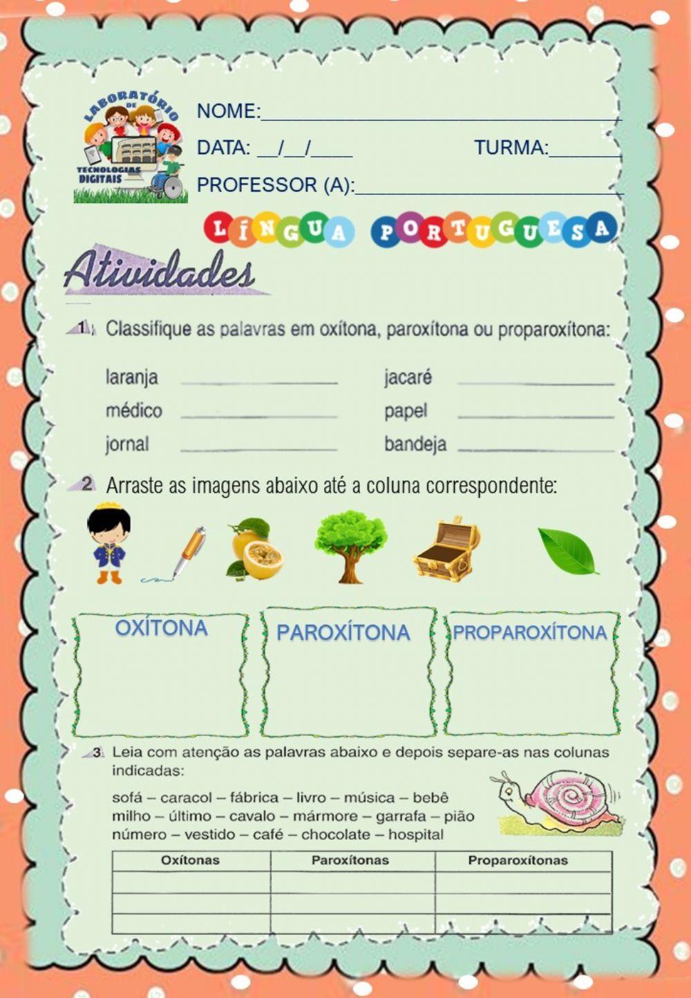 Oxítona, paroxítona, proparoxítona