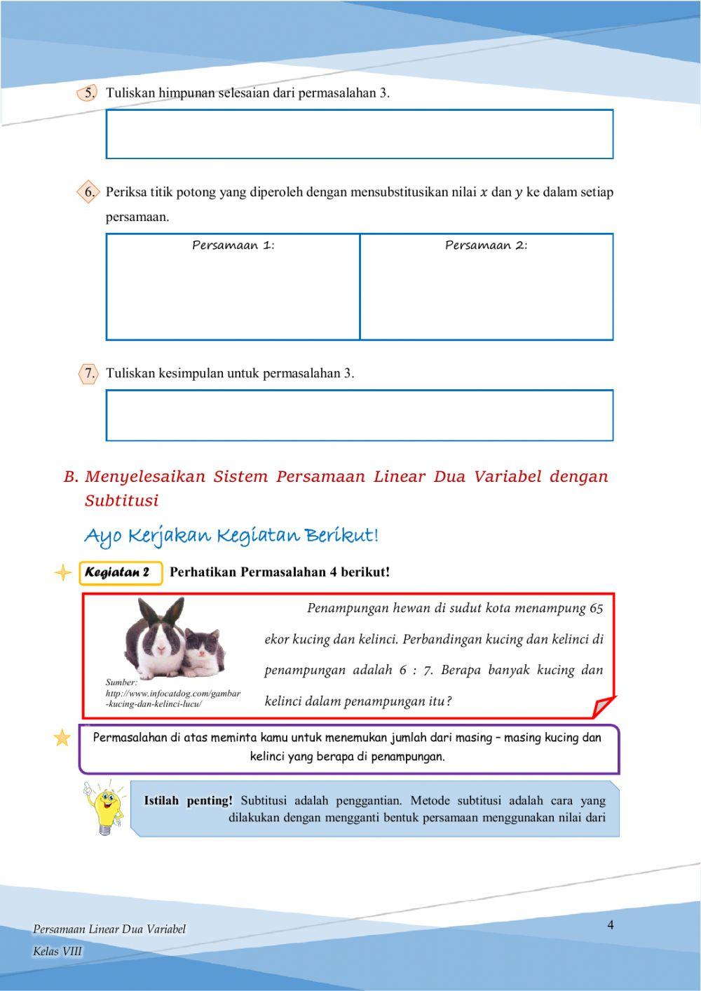 LKPD 2. Sistem Persamaan Linear Dua Variabel (SPLDV)