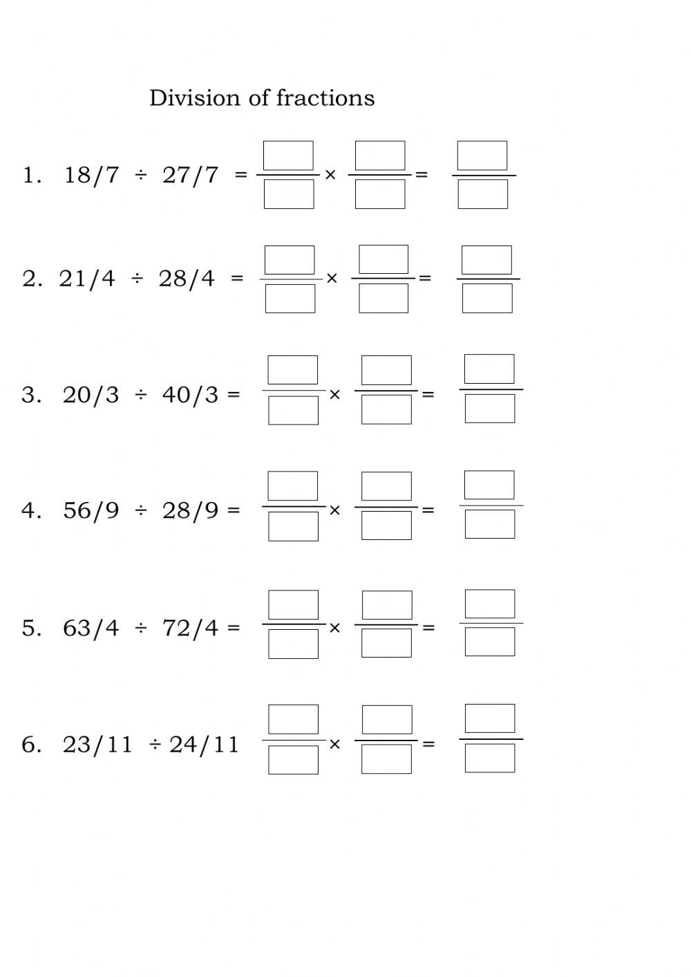 Division of like fractions