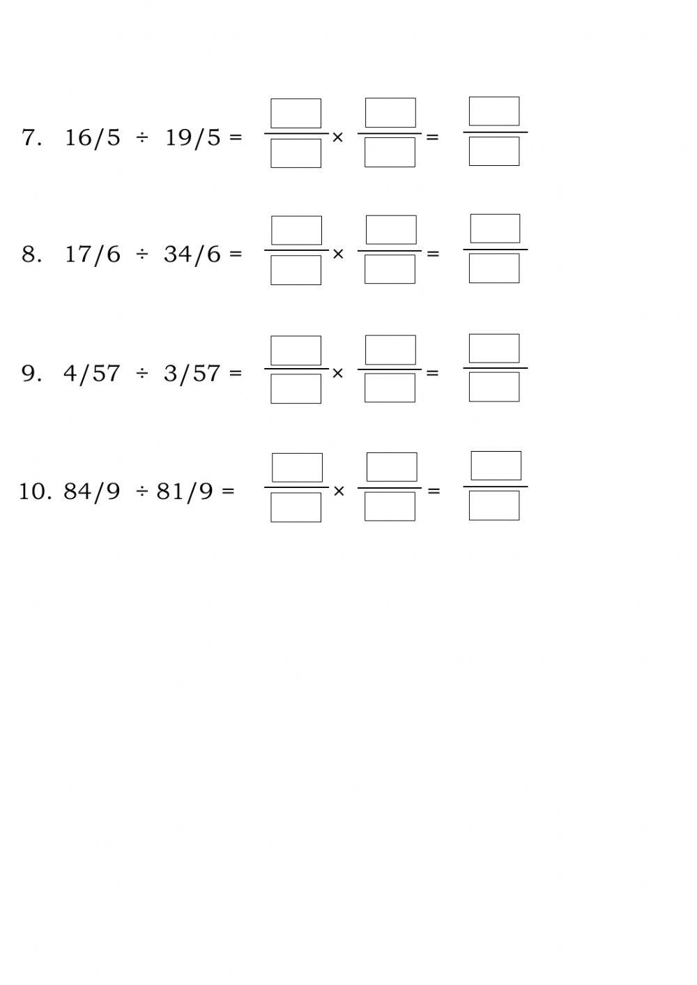Division of like fractions