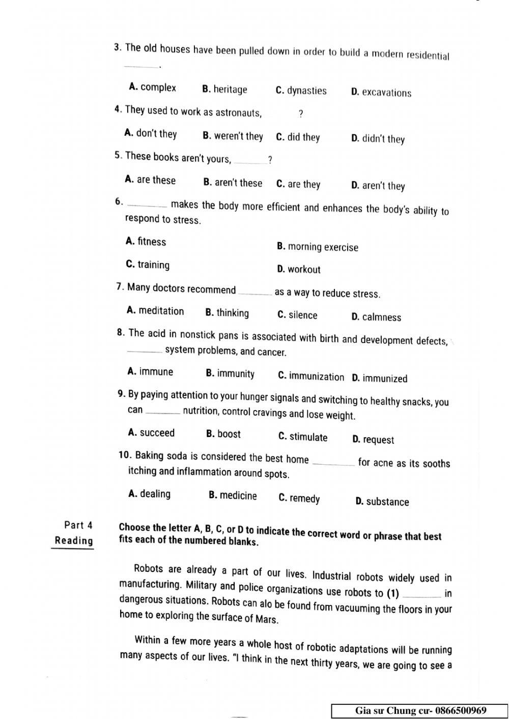 Lớp 11 - Kiểm tra 45 phút Unit 9,10