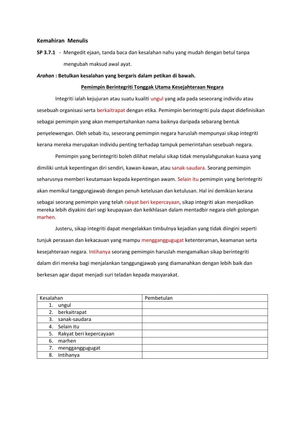 Kemahiran menulis SP 3.7.1