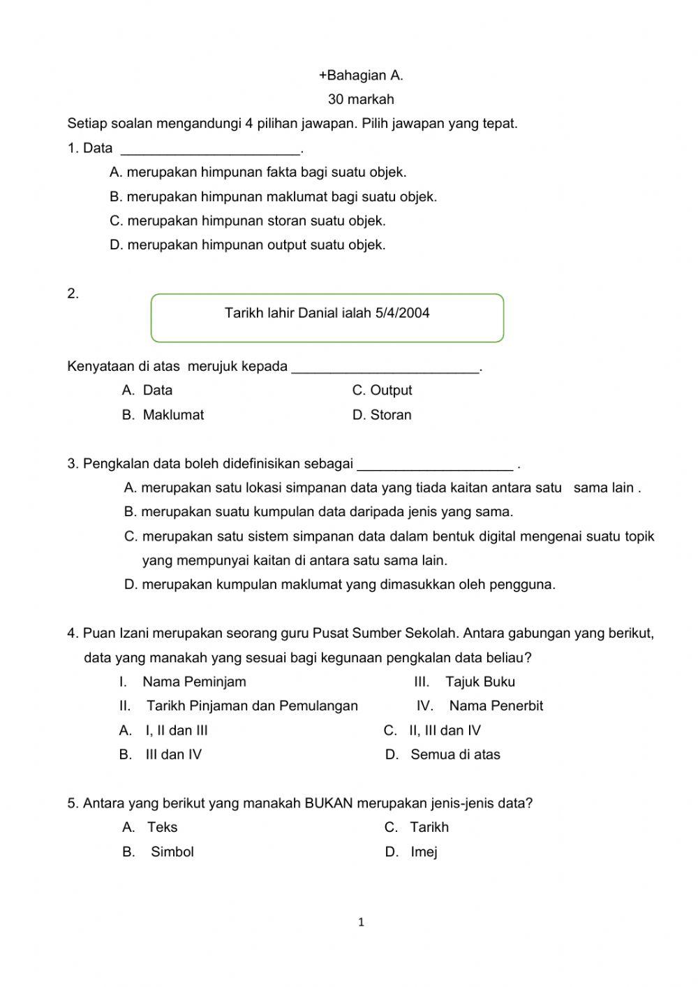 Pentaksiran Akhir TMK Tahun 5