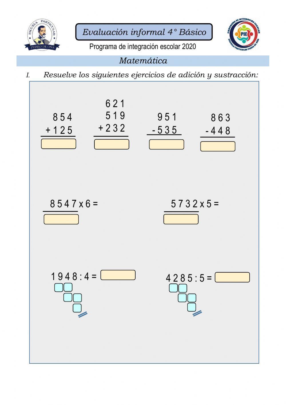 Evaluación matematica