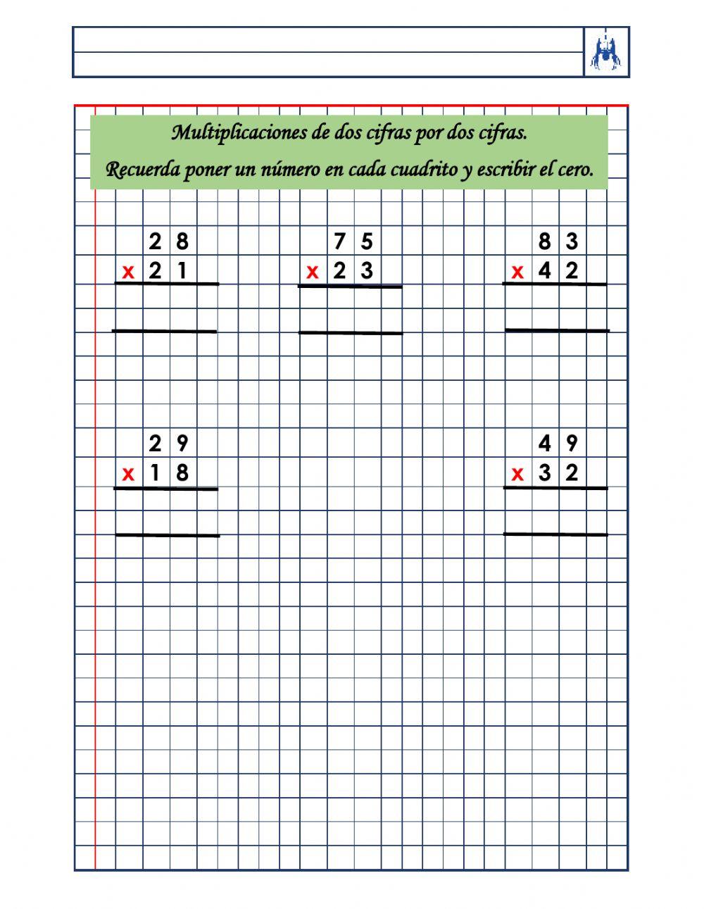 Multiplicaciones de dos cifras por dos cifras    2
