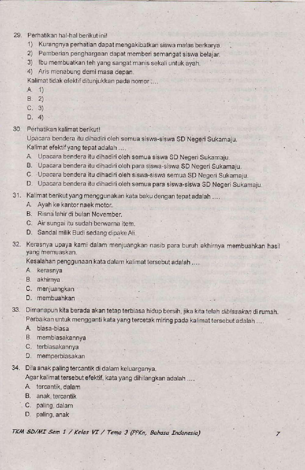 Penilaian Akhir Semester 1 Kelas 6