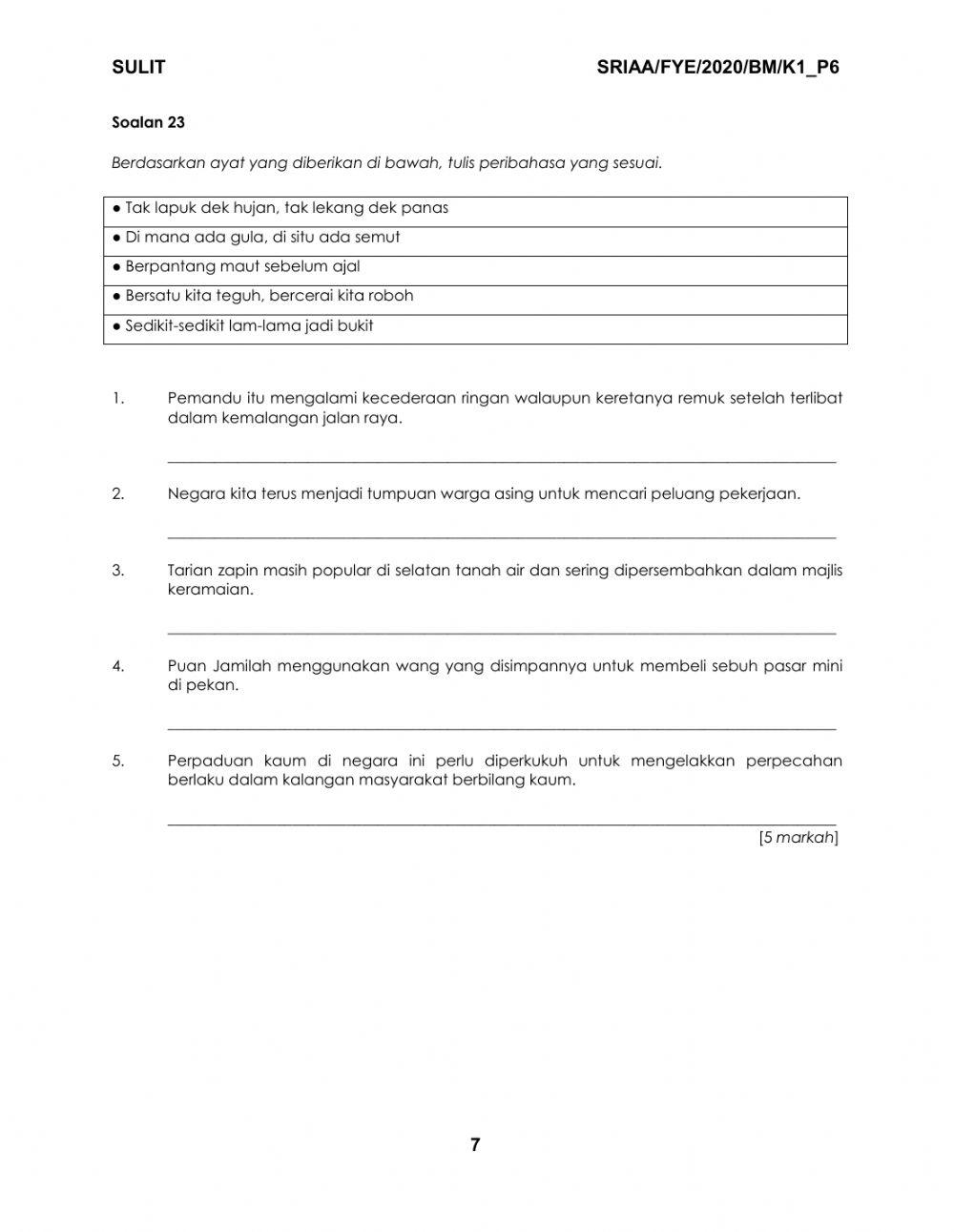 Bahasa Melayu Tahun 6