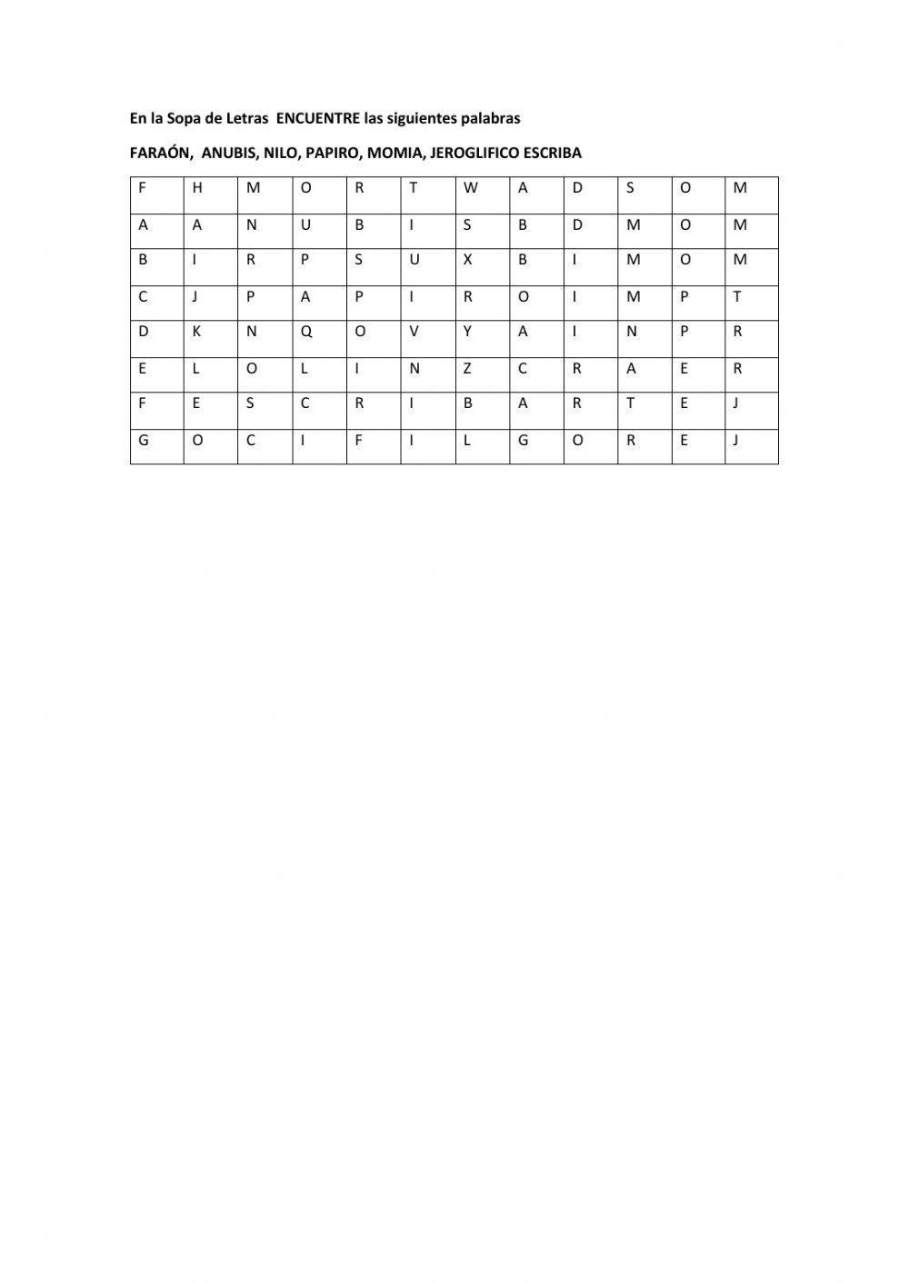 Taller Refuerzo Civilización Egipcia