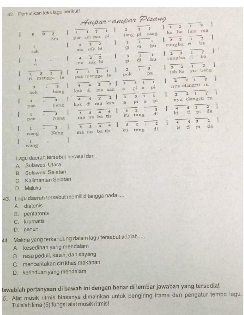 Penilaian Akhir Semester 1 Kelas 6