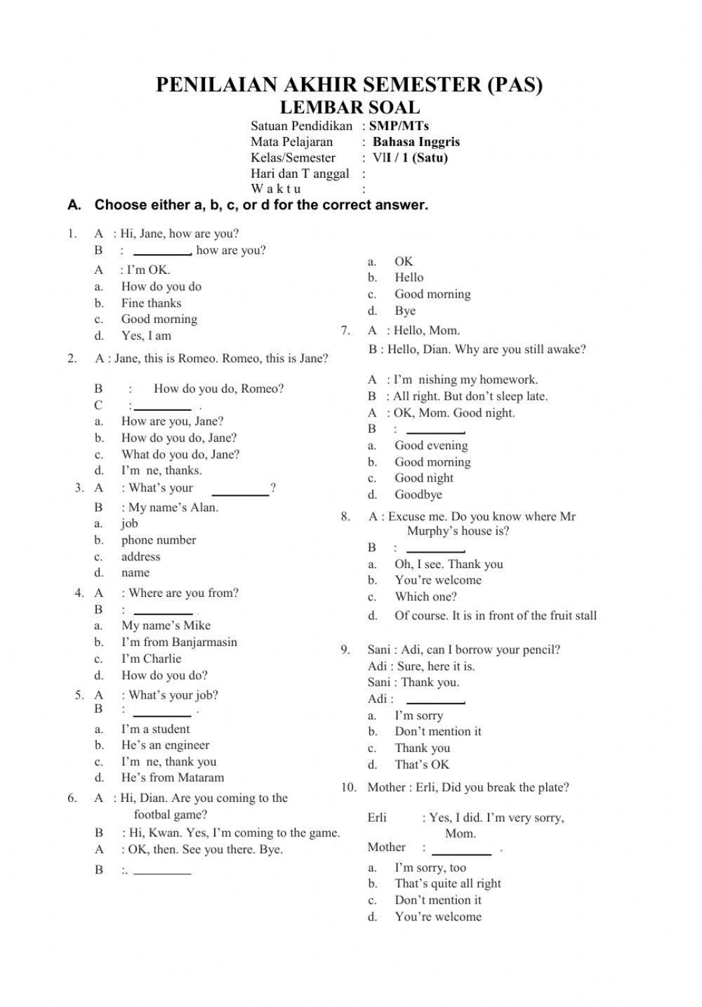 Ulangan Akhir Semester