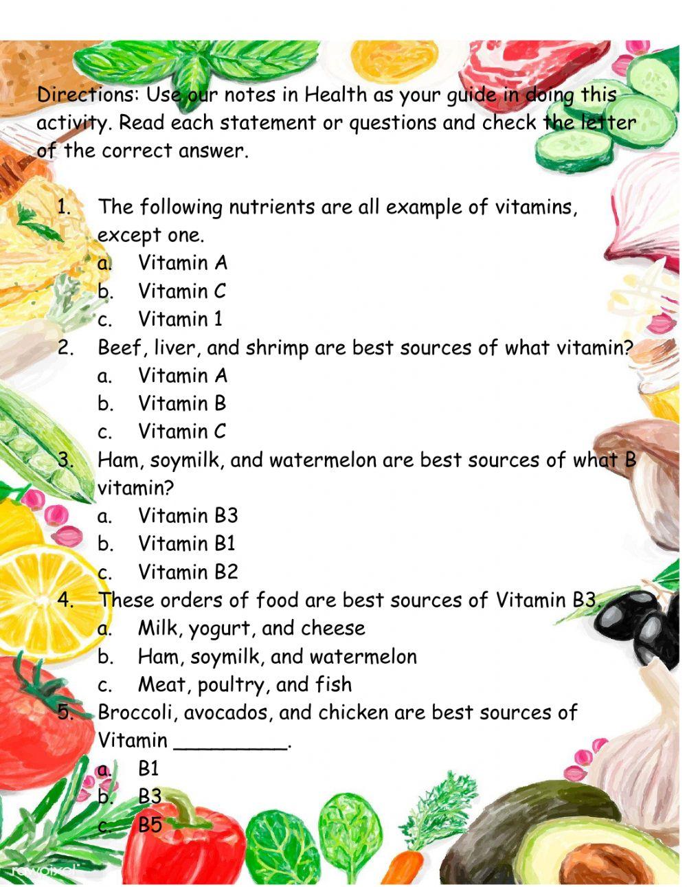 Sources of Vitamins
