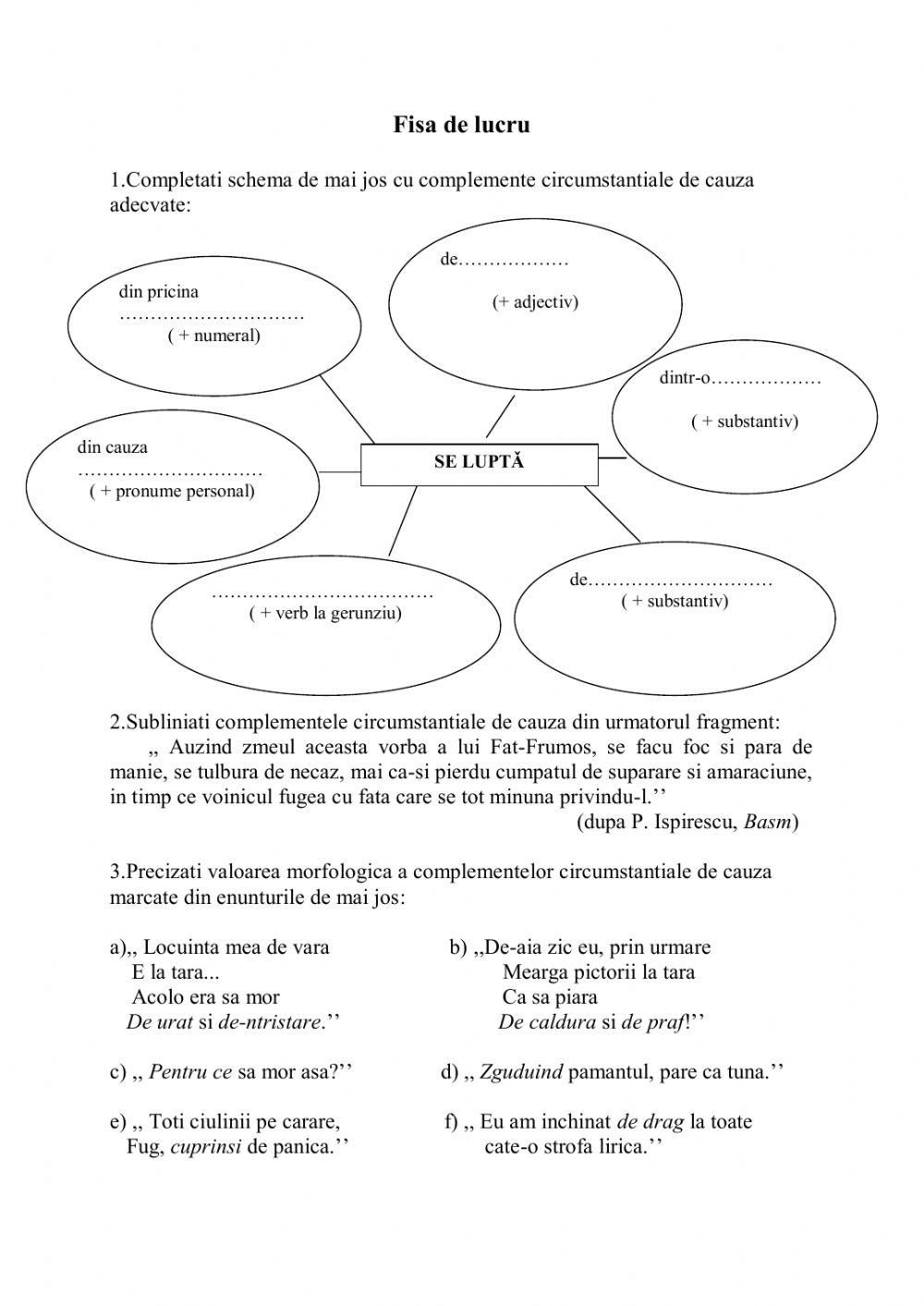 Complementul circumstantial de cauza