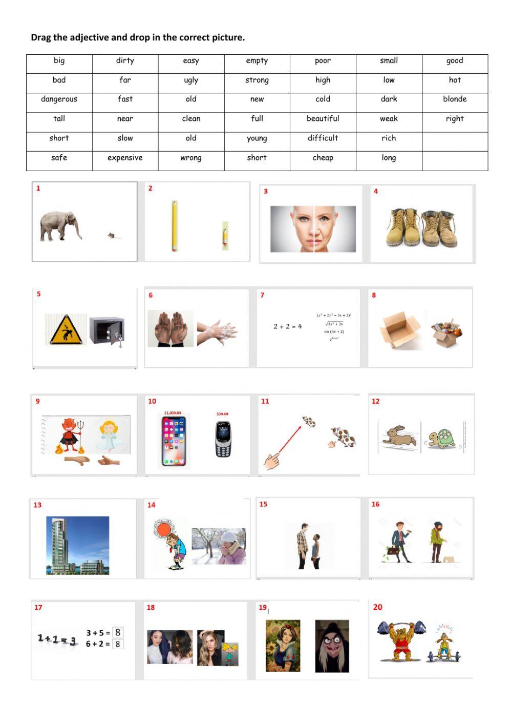 Adjective: Match the words and the pictures Adjective: Match the words and the pictures