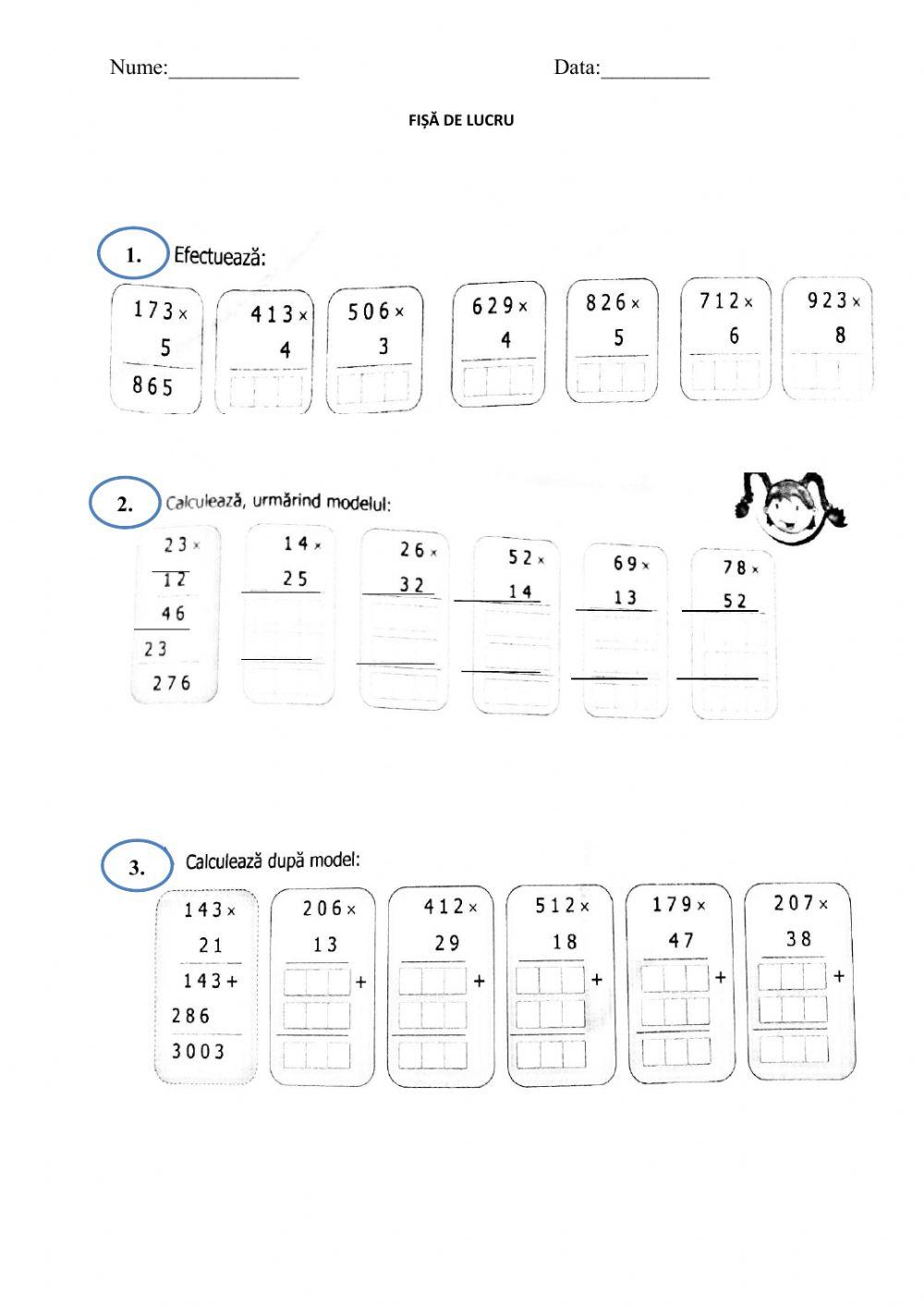 Înmulțirea unui număr din două cifre cu un număr  din două sau trei cifre 2