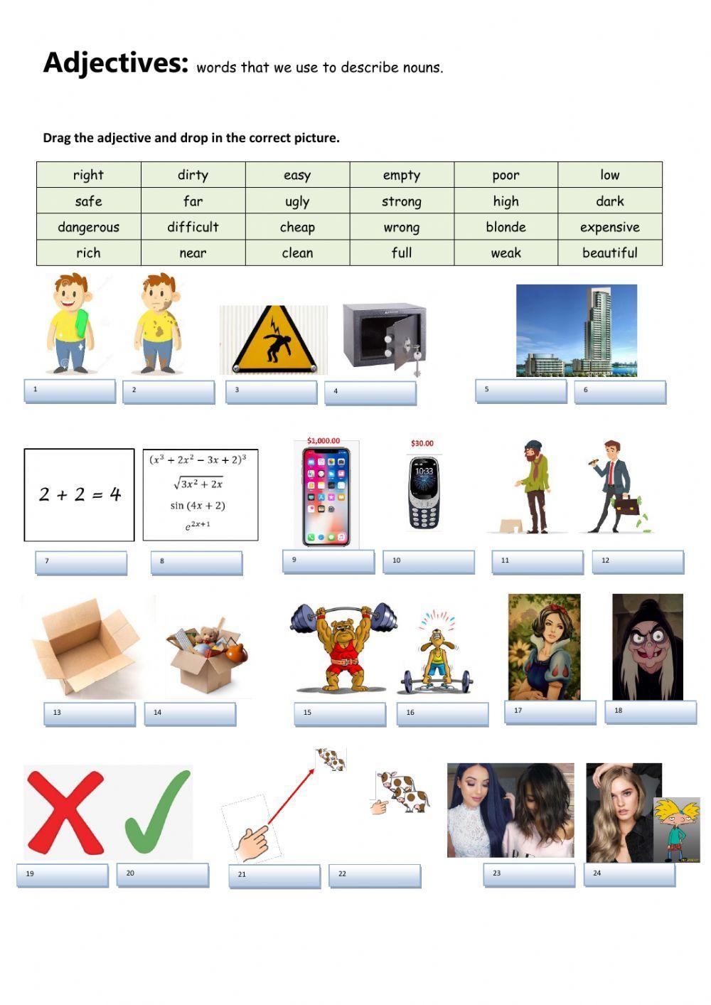 Adjective: Match the words and the pictures
