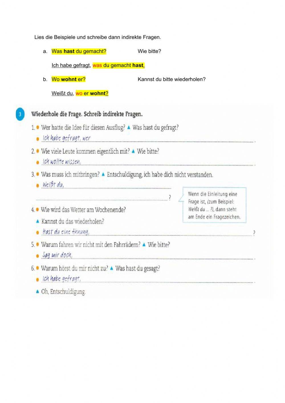 Indirekte Frage - Wetter