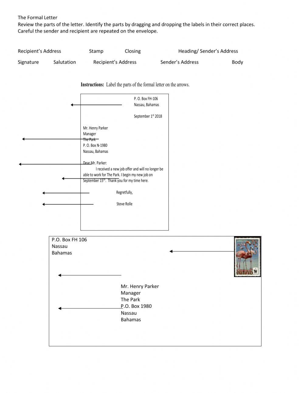 Formal Letter and Envelope