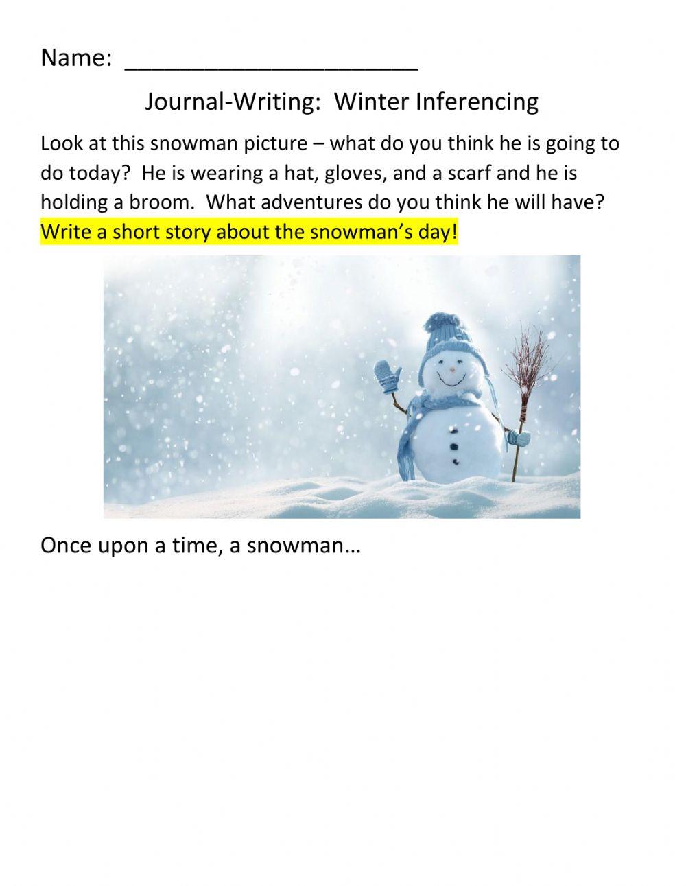JOURNAL-WRITING:  Snowman Story