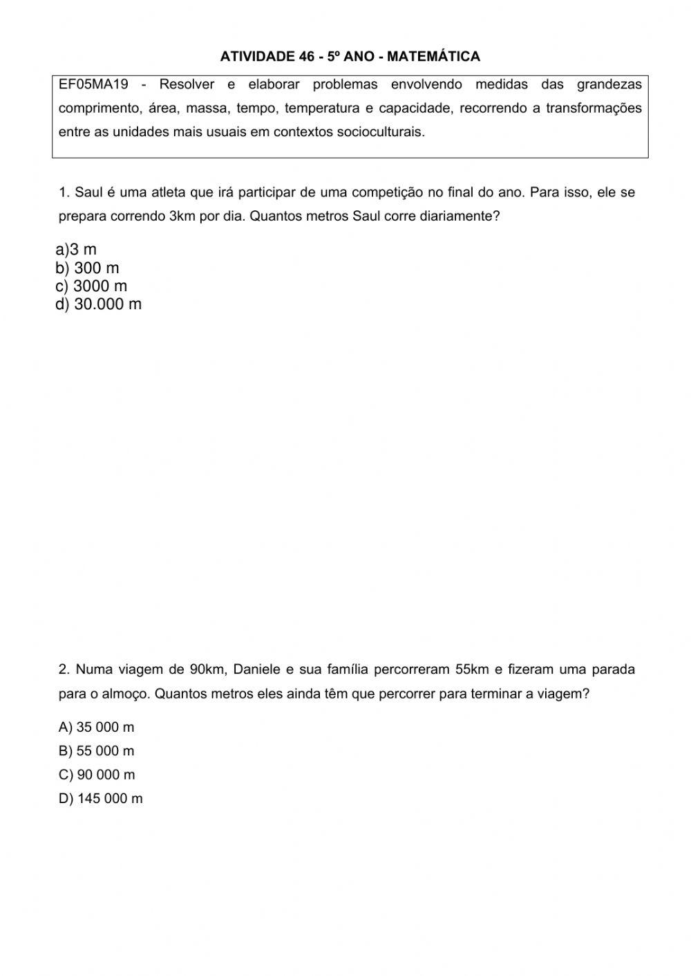 Medidas de comprimento