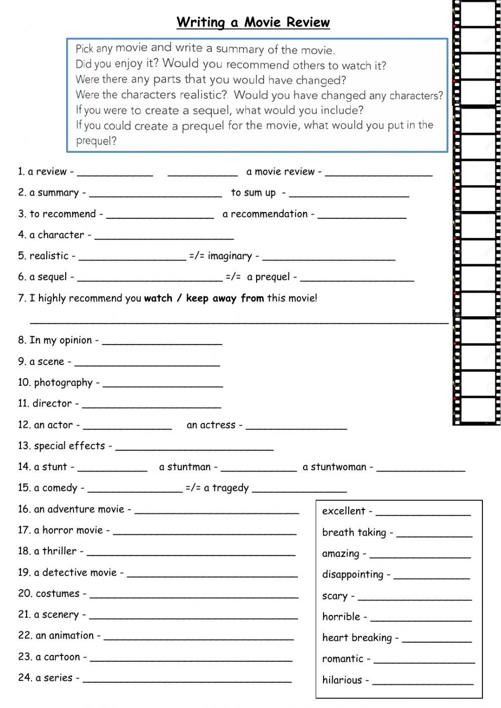 Writing a Movie Review, Dina Shterengas