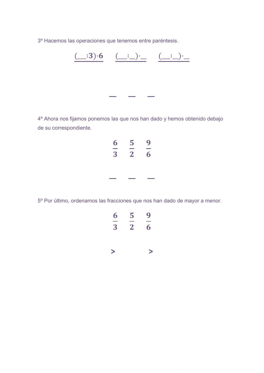 Comparación de fracciones con distinto denominador