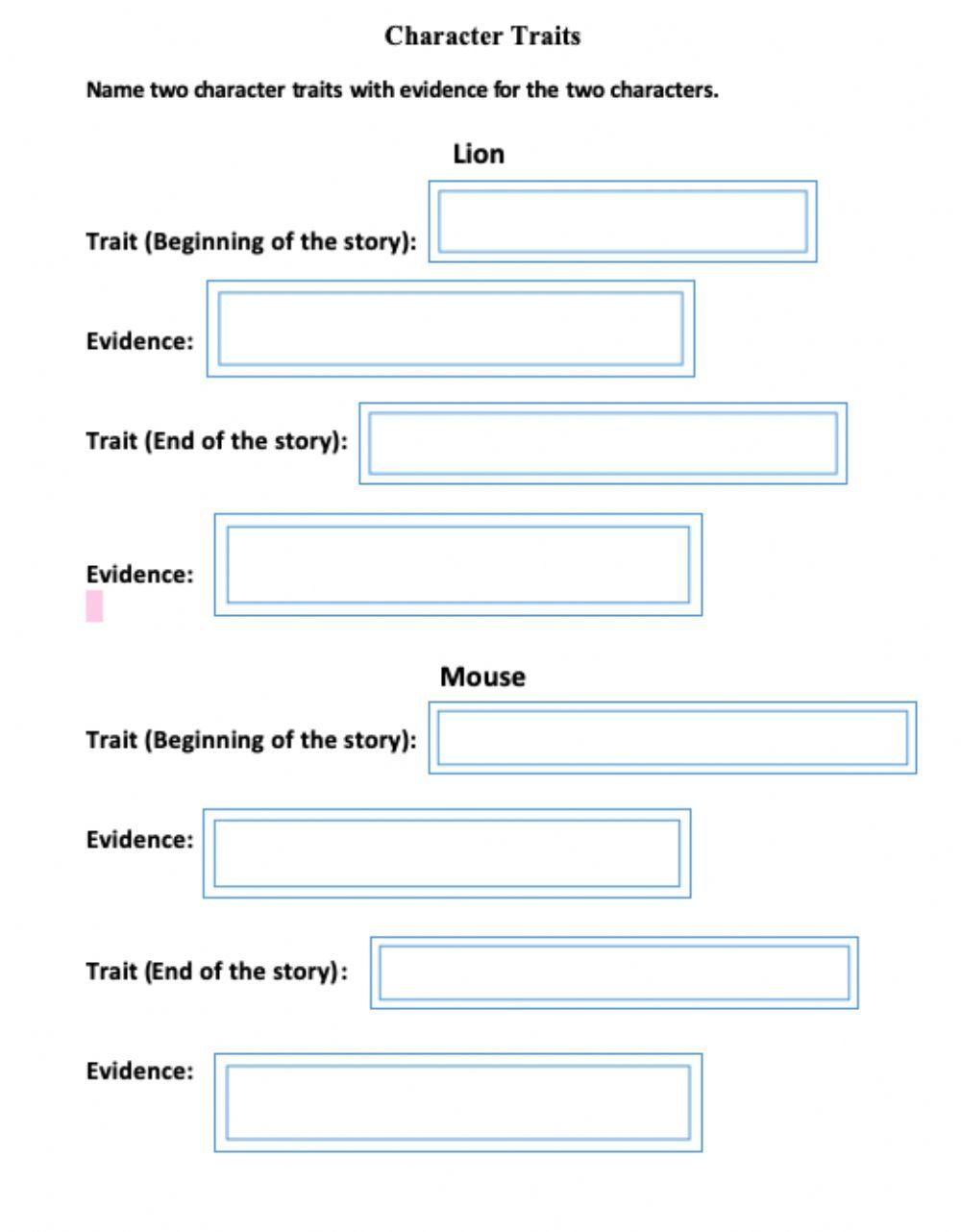 Character traits online activity | Live Worksheets
