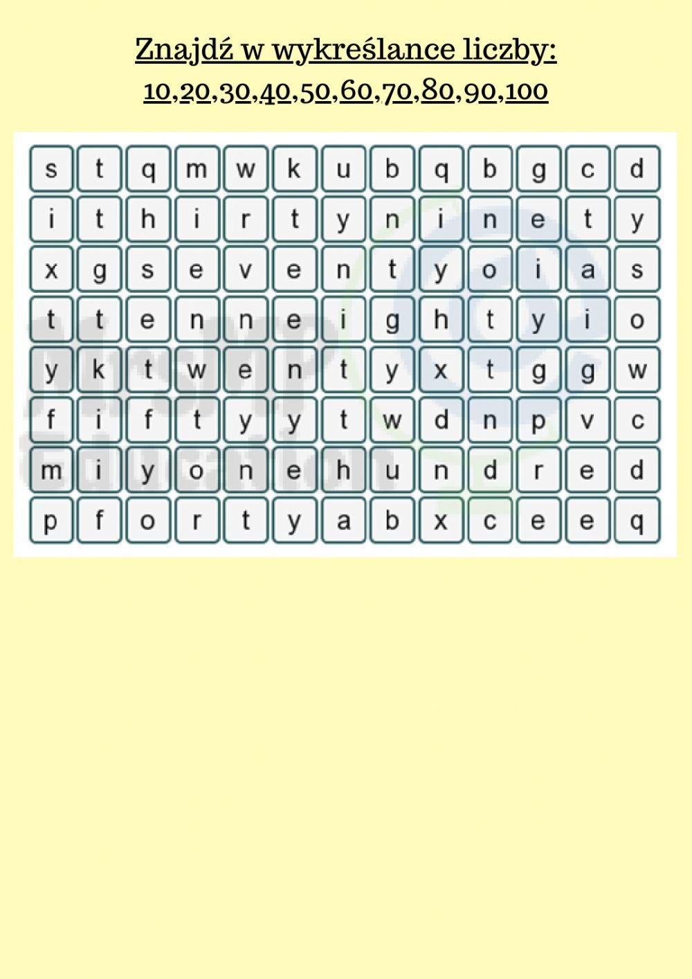 Pdf online activity: Numbers 1 100 Live Worksheets