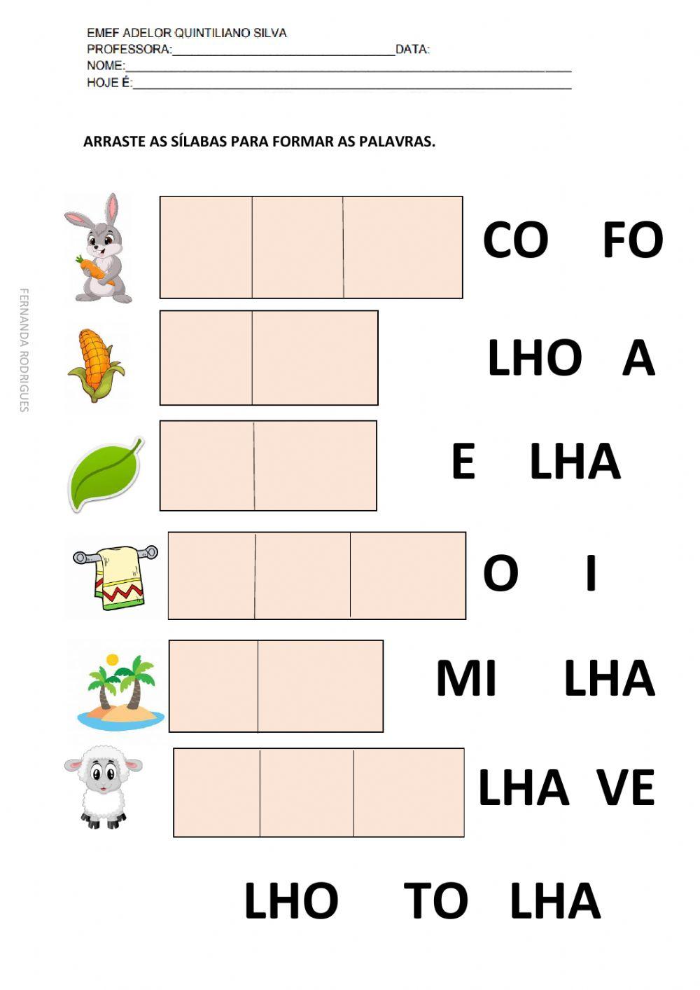 Palavras com -lh-