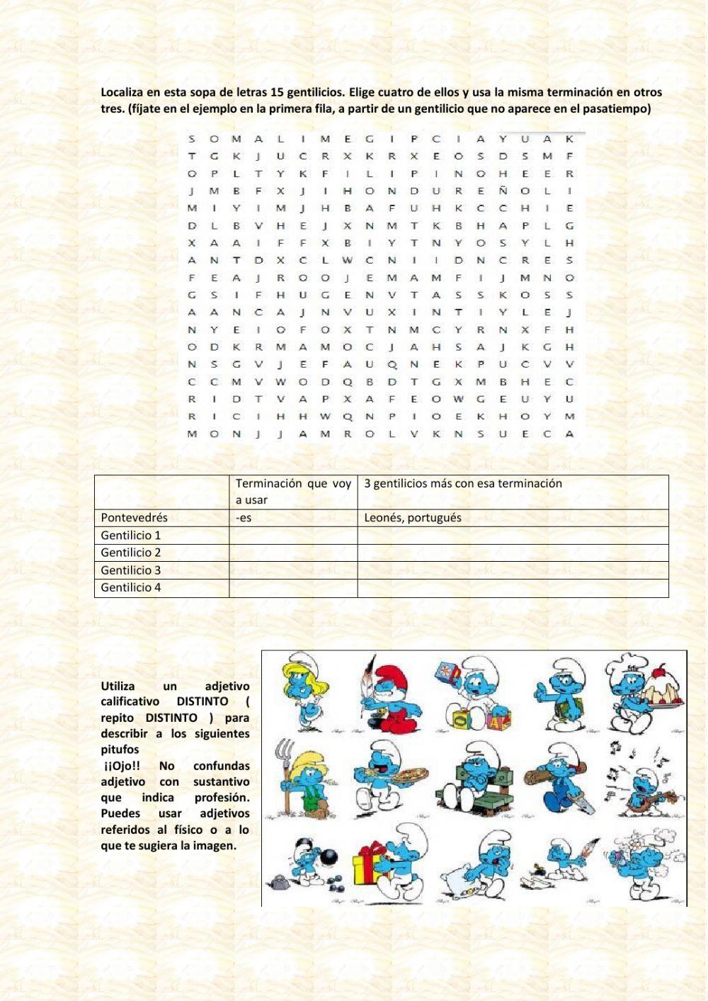 Ejercicios para repasar el adjetivo calificativo