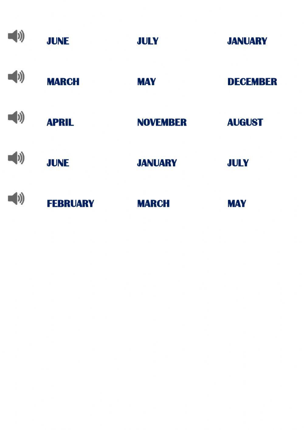 Months of the year listening