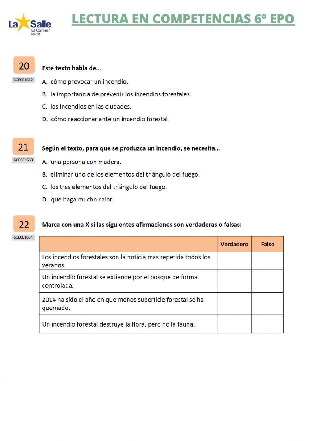 Lectura competencias 6º