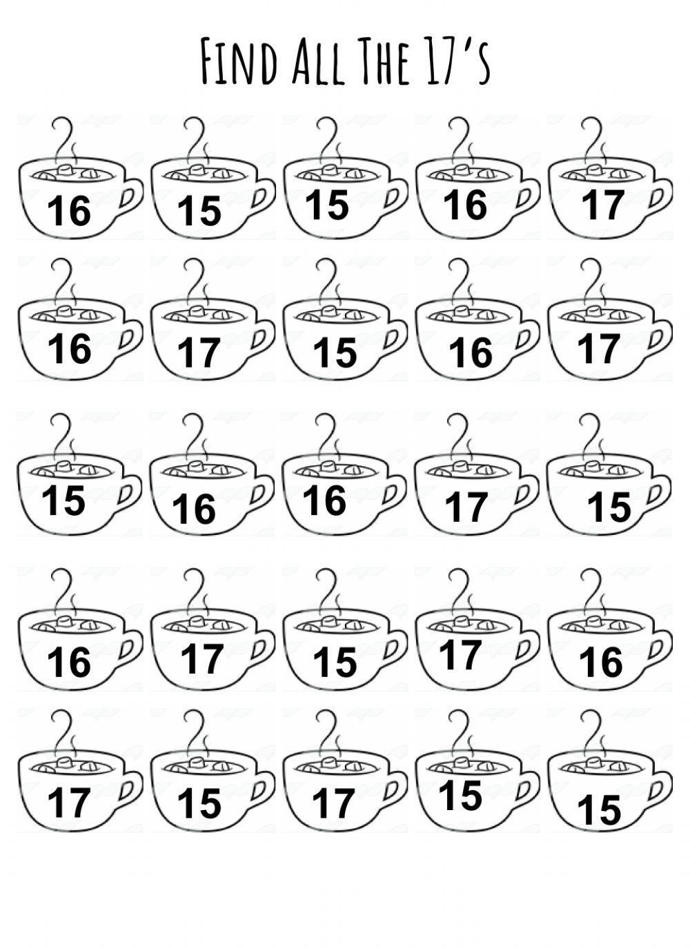 Number 17 Worksheets Free Printable
