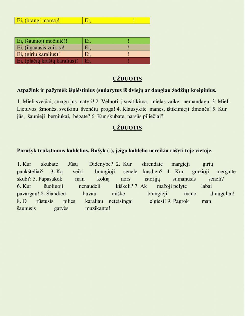 Kreipinių skyryba 1