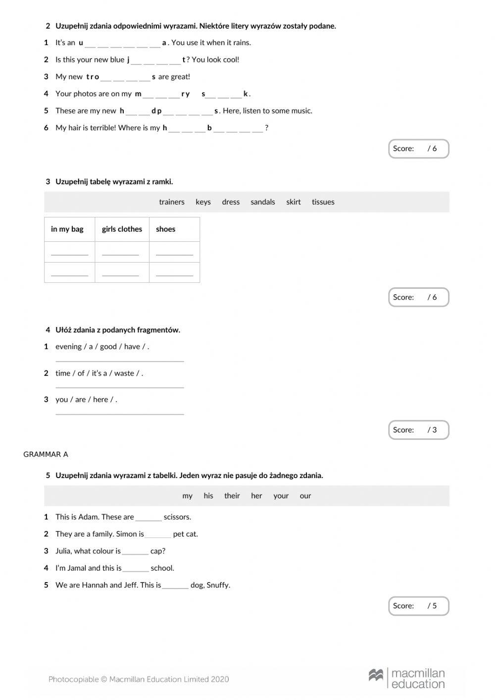 Brainy Klasa 4 Unit 3 Test 6295087 | Brainy 4 Unit 3 Standard Test A | lida11117