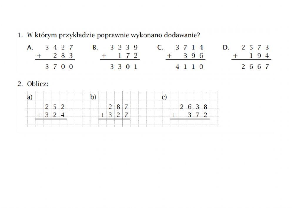 Dodawanie Sposobem Pisemnym Klasa 3 Dodawanie pisemne 563073 | Beata Goleń | Live Worksheets