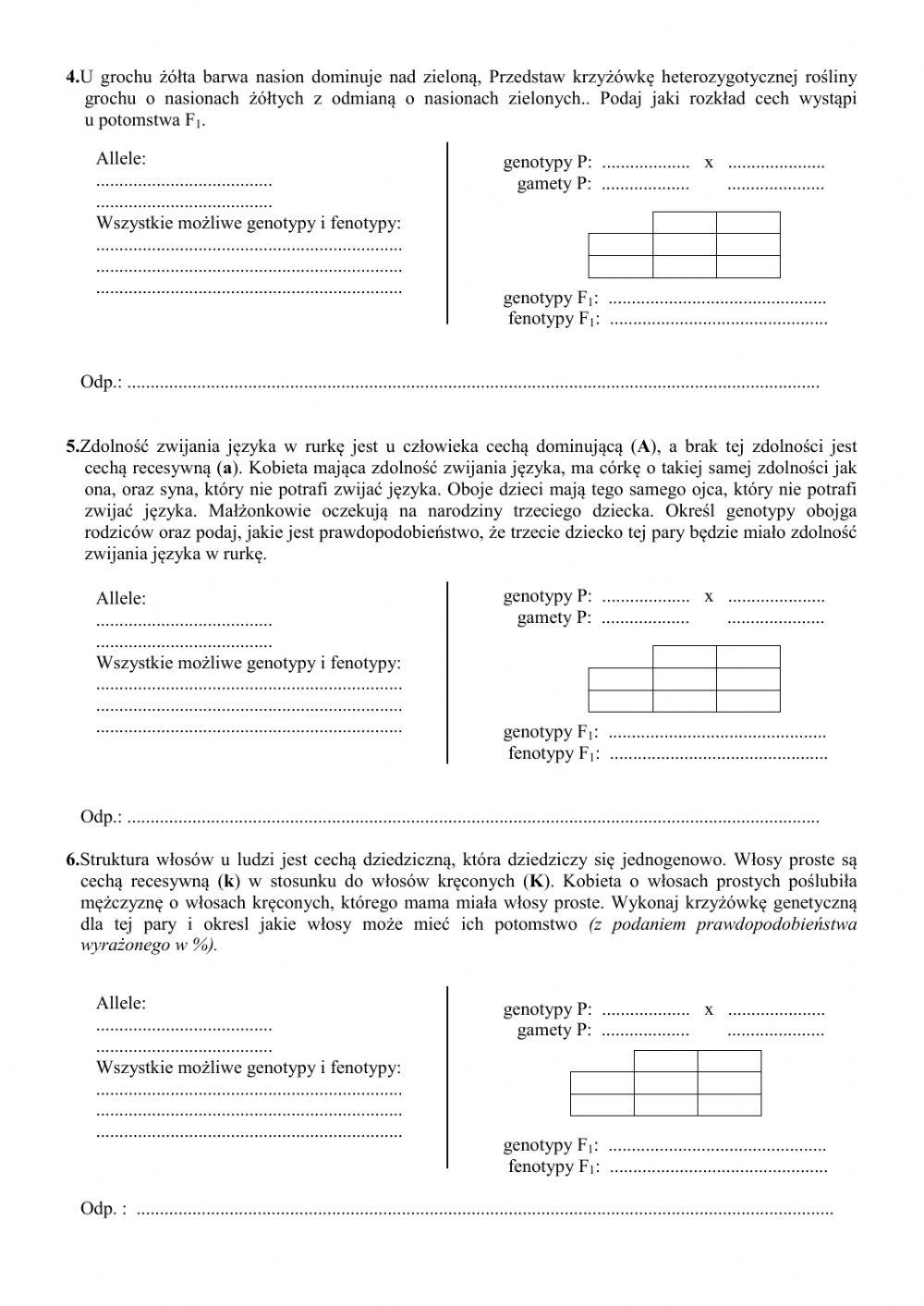 Krzyżówki jednogenowe