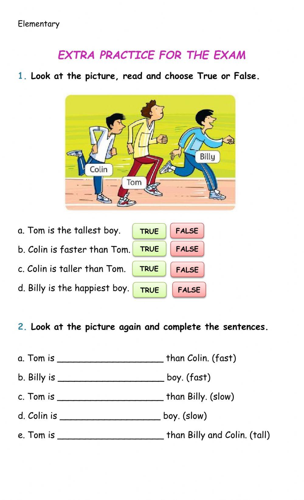 Elementary - Revision for the final exam Elementary - Revision for the final exam