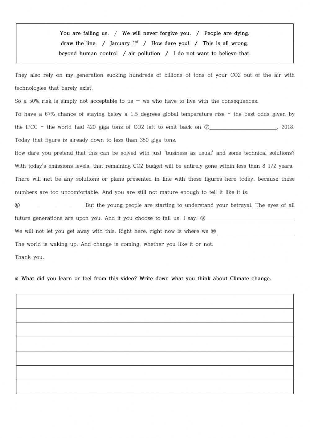 Greta thunberg UN speech