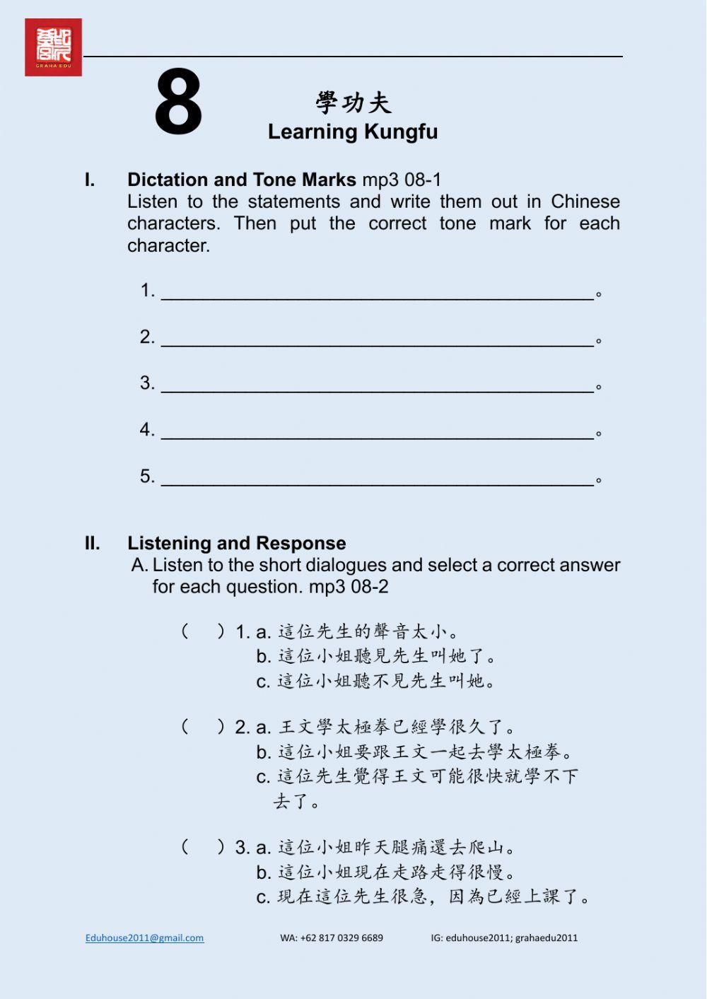 Welcome to Taiwan 2 Worksheet unit 8