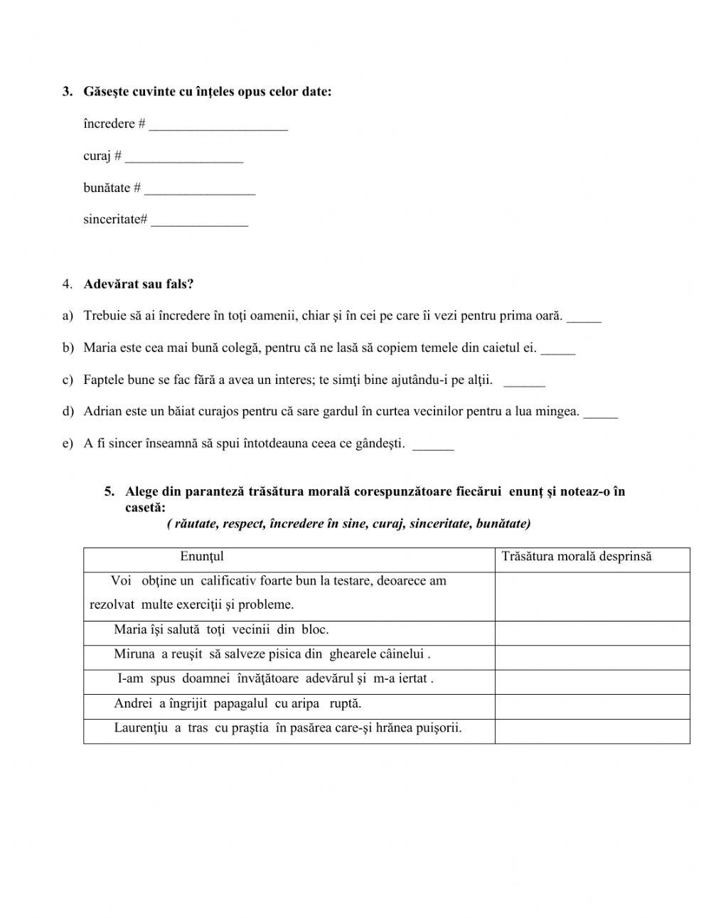 Trăsături morale ale persoanei