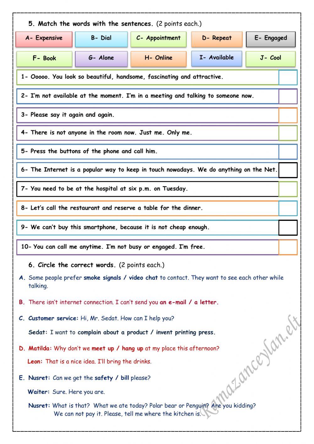8.4.On The Phone Quiz