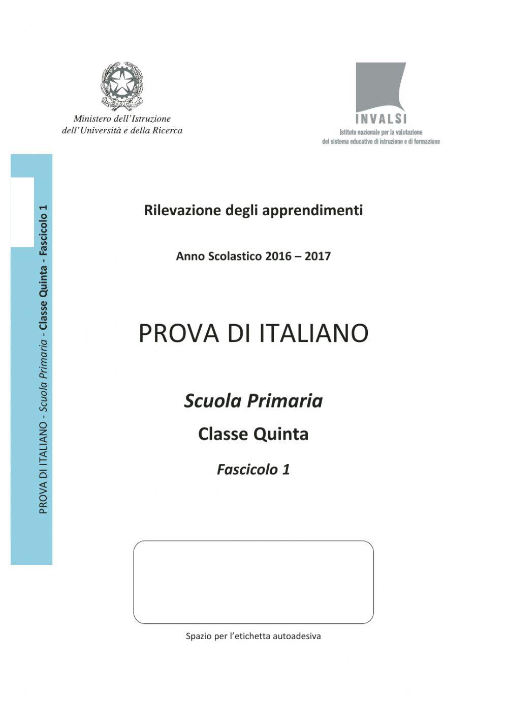 Italiano invalsi 2016-2017 5- - 1