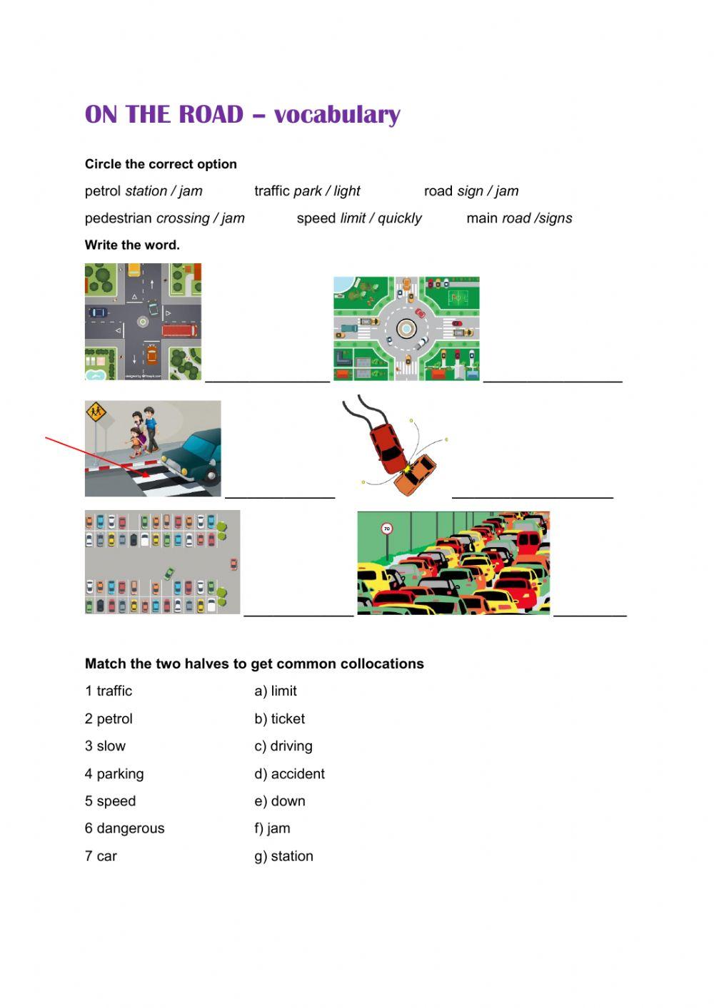 On the road vocabulary