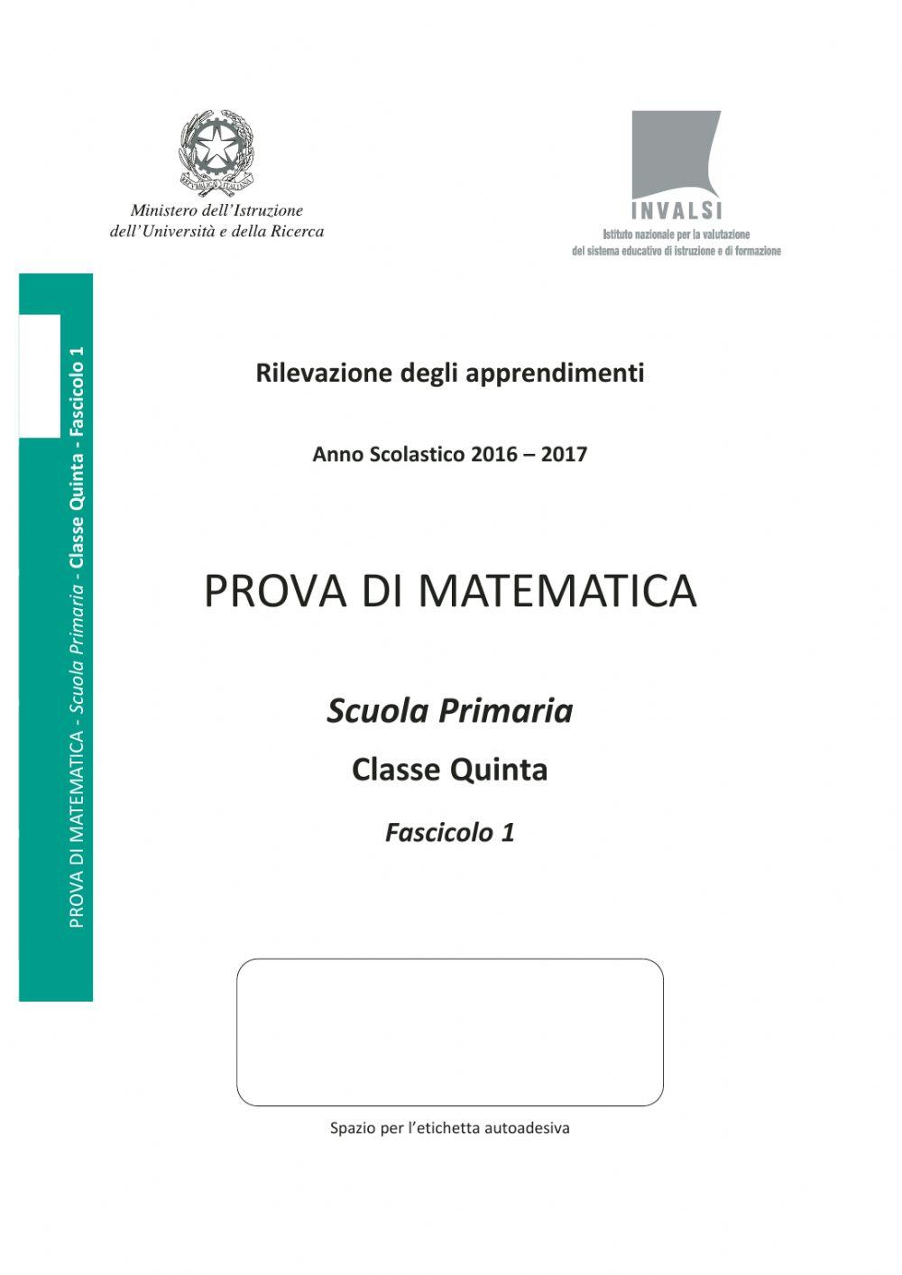 Invalsi matematica 5 - 1 Invalsi matematica 5 - 1