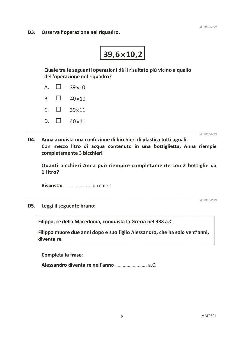 Invalsi matematica 5 - 1