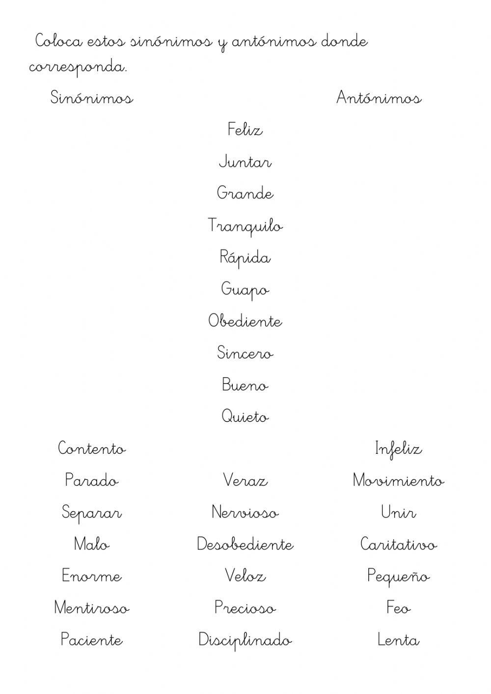 Lengua. T-2.1. Sinónimos y antónimos