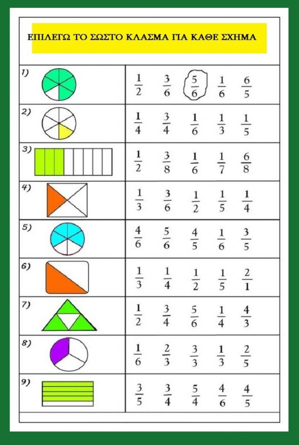 Επιλεγω το σωστο κλασμα
