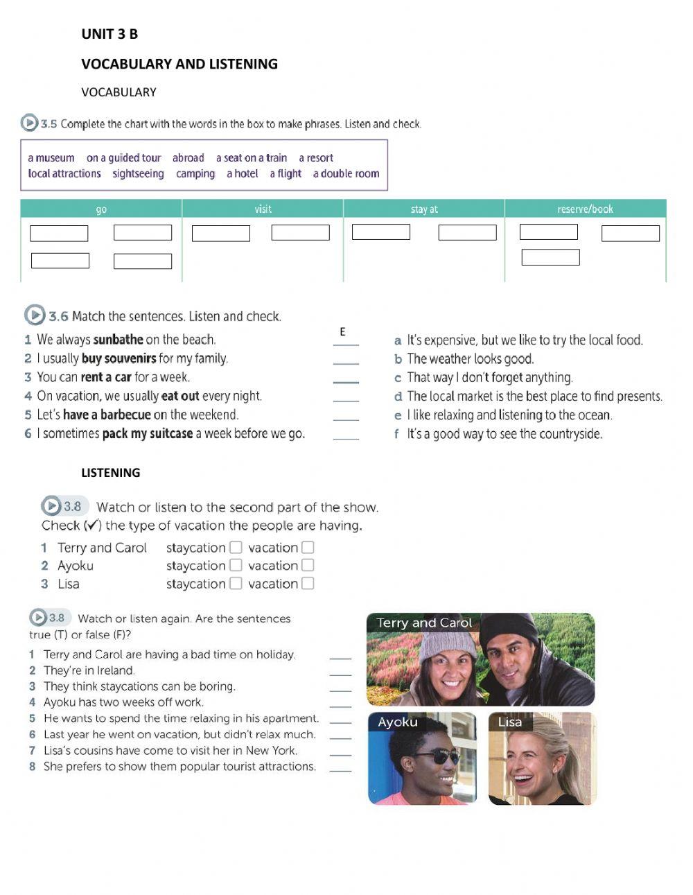 I 3 Unit 3 B Vocabulary and listening